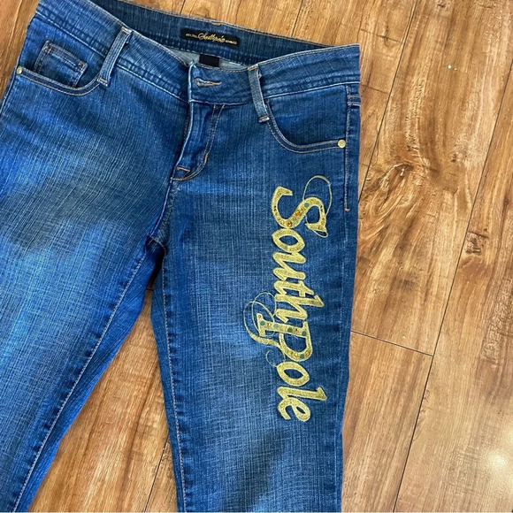 SOUTHPOLE Women’s Flare Bootcut Blue Jean Denim with Embroidery Size 5 - Picture 9 of 9